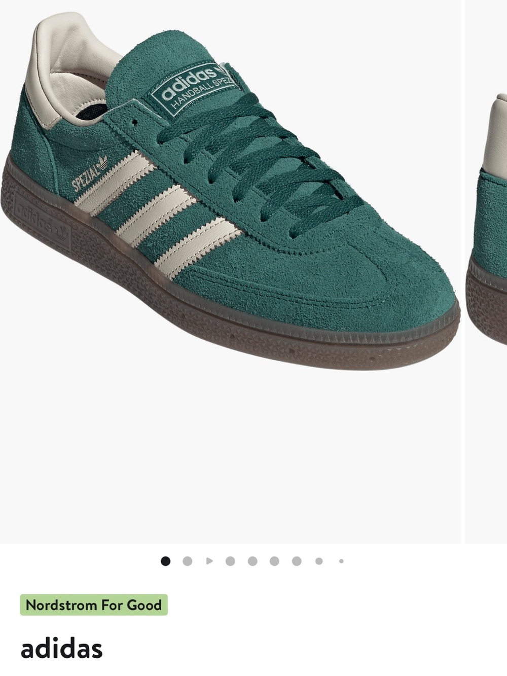 adidas Spezial Suede Sneaker in Teal with Off-White Stripes size 6 women.